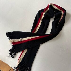 Moncler Black, Red, and Cream Knit Scarf